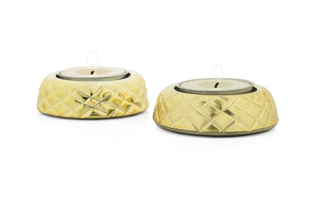 Tea Light Holder Gold Glass Edge Company